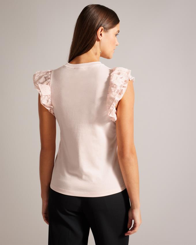 Najfatalniejszy Damskie Ted Baker Cotton With Frill Sleeve Różowe Polska | PL-HYCIB2810