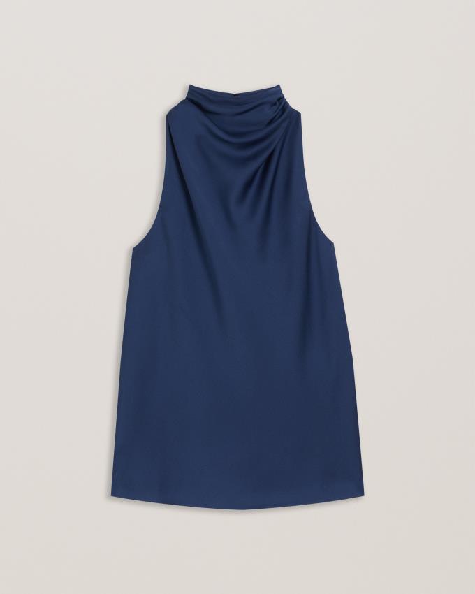 Najfatalniejszy Damskie Ted Baker Draped High Neck Bias Cut Granatowe Polska | PL-SVFLZ0756
