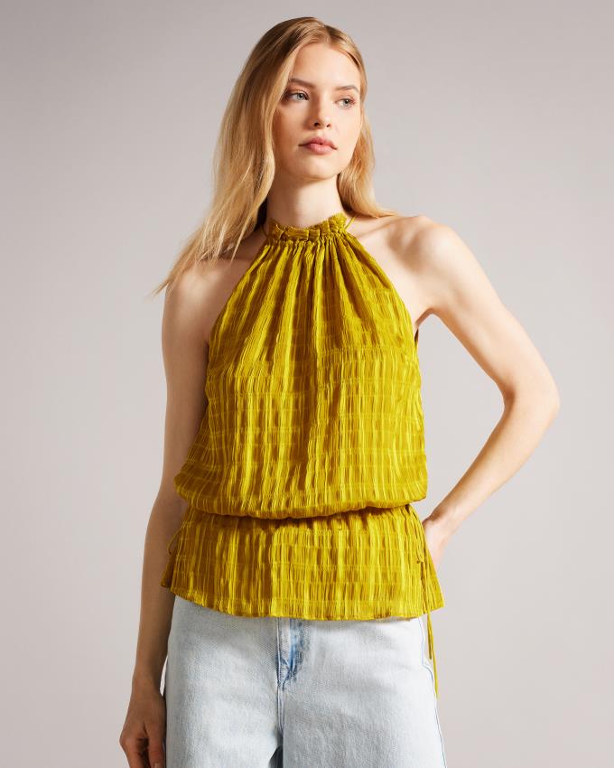 Najfatalniejszy Damskie Ted Baker Drawstring Waist Halter Żółte Polska | PL-ZYFTH8270