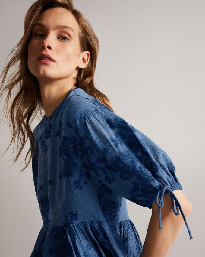 Najfatalniejszy Damskie Ted Baker Exaggerated Puff Sleeve Ciemny Niebieskie Polska | PL-NDBAP4869