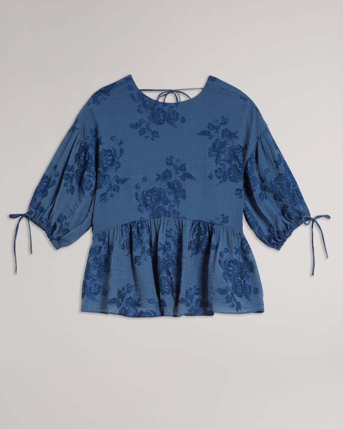 Najfatalniejszy Damskie Ted Baker Exaggerated Puff Sleeve Ciemny Niebieskie Polska | PL-NDBAP4869