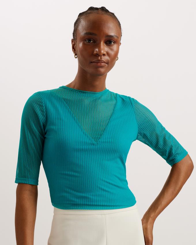 Najfatalniejszy Damskie Ted Baker Fitted Mesh With V-Neck Lining Zielone Polska | PL-IARWX4691