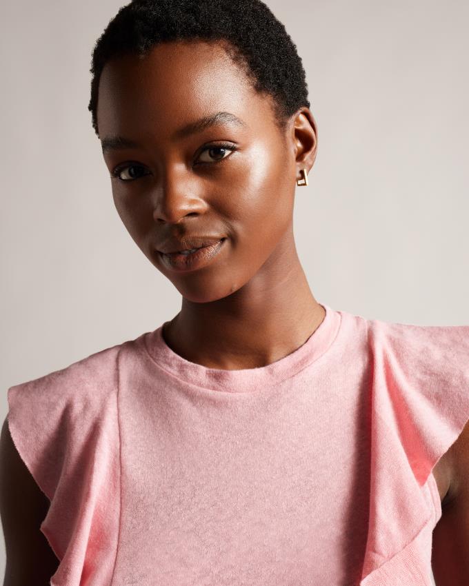 Najfatalniejszy Damskie Ted Baker Frill Vest Różowe Polska | PL-THFAD3681