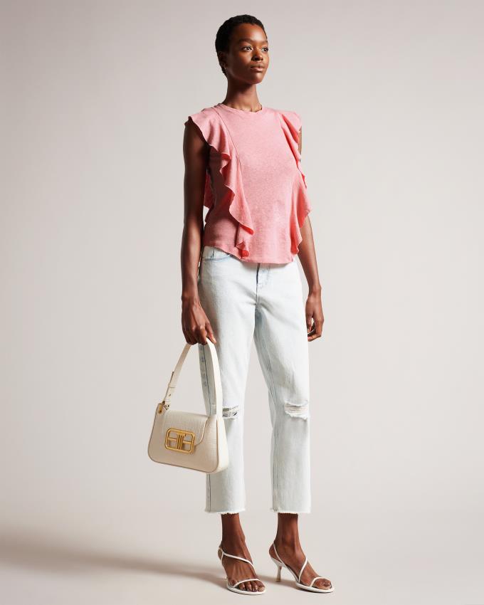 Najfatalniejszy Damskie Ted Baker Frill Vest Różowe Polska | PL-THFAD3681