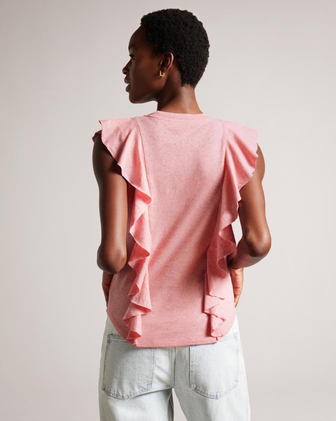 Najfatalniejszy Damskie Ted Baker Frill Vest Różowe Polska | PL-THFAD3681