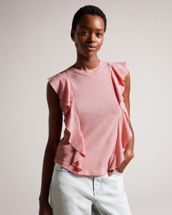 Najfatalniejszy Damskie Ted Baker Frill Vest Różowe Polska | PL-THFAD3681