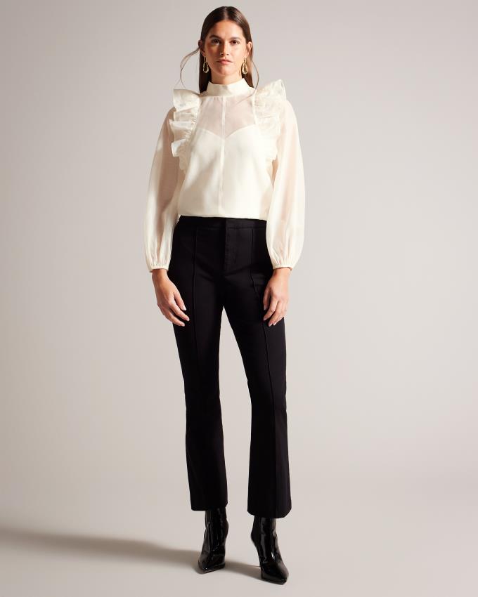 Najfatalniejszy Damskie Ted Baker Frilled Shoulder Organza Beżowe Polska | PL-VBYDP9213