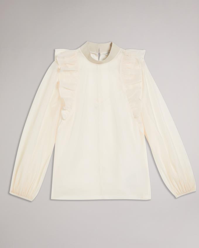 Najfatalniejszy Damskie Ted Baker Frilled Shoulder Organza Beżowe Polska | PL-VBYDP9213