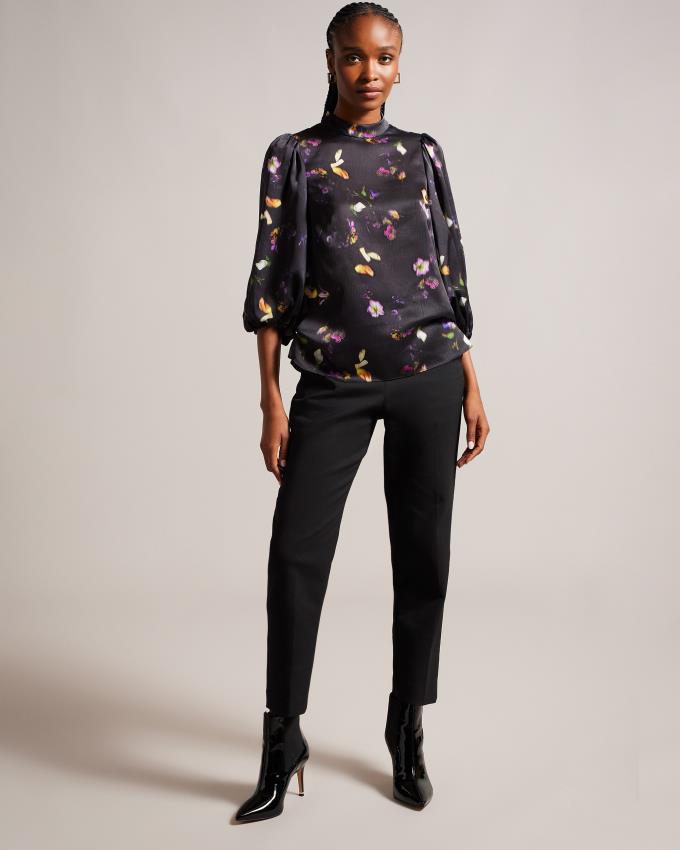 Najfatalniejszy Damskie Ted Baker High Neck With Balloon Sleeves Czarne Polska | PL-UZFLI5143