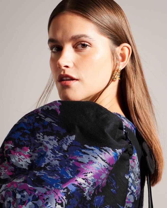 Najfatalniejszy Damskie Ted Baker Jacquard With Puff Sleeves Czarne Polska | PL-BVWIR1340