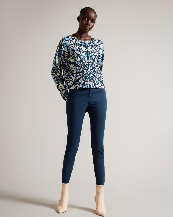 Najfatalniejszy Damskie Ted Baker Kaleidoscope Print Boxy Fit Niebieskie Polska | PL-WCPVI0865
