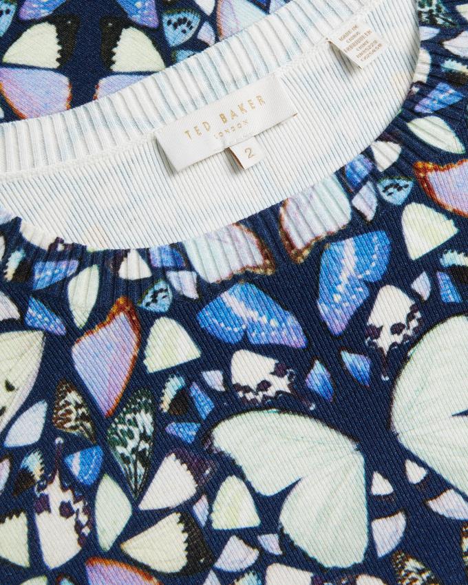 Najfatalniejszy Damskie Ted Baker Kaleidoscope Print Boxy Fit Niebieskie Polska | PL-WCPVI0865