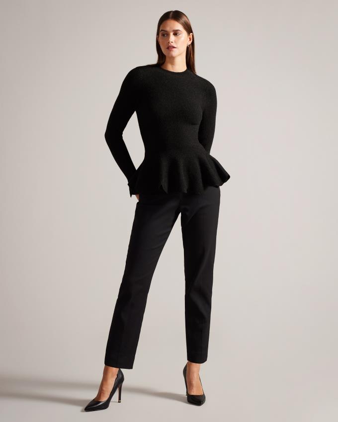 Najfatalniejszy Damskie Ted Baker Long Sleeve Knitted Peplum Szare Polska | PL-SBXNO4235