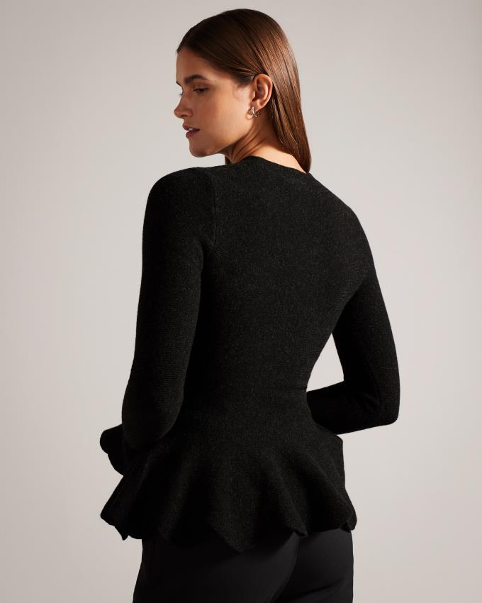 Najfatalniejszy Damskie Ted Baker Long Sleeve Knitted Peplum Szare Polska | PL-SBXNO4235