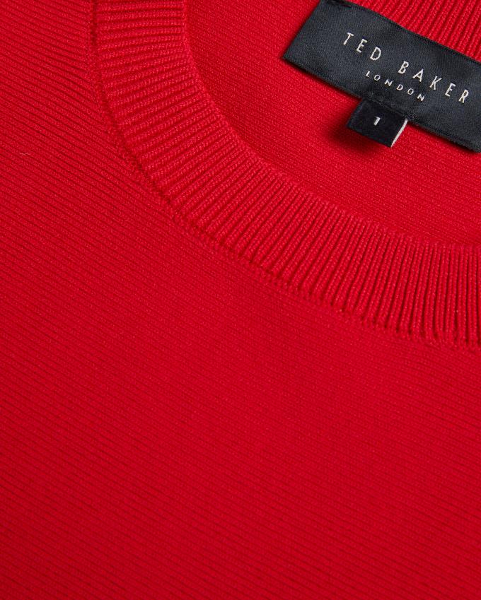 Najfatalniejszy Damskie Ted Baker Long Sleeve Scalloped Peplum Głęboka Czerwone Polska | PL-NLURF6294