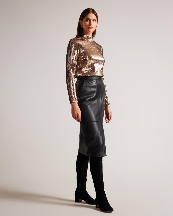 Najfatalniejszy Damskie Ted Baker Long Sleeve Sequin Różowe Polska | PL-DWTZL5138