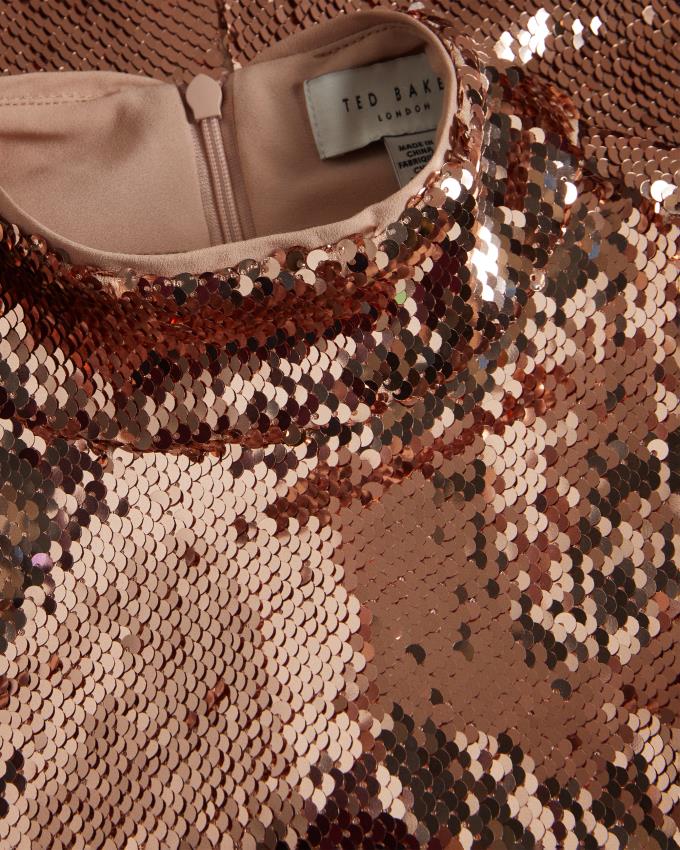 Najfatalniejszy Damskie Ted Baker Long Sleeve Sequin Różowe Polska | PL-DWTZL5138