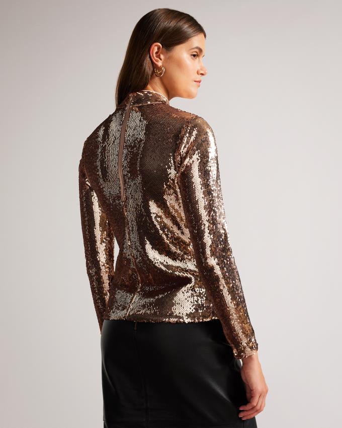 Najfatalniejszy Damskie Ted Baker Long Sleeve Sequin Różowe Polska | PL-DWTZL5138
