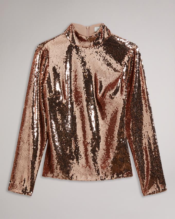 Najfatalniejszy Damskie Ted Baker Long Sleeve Sequin Różowe Polska | PL-DWTZL5138