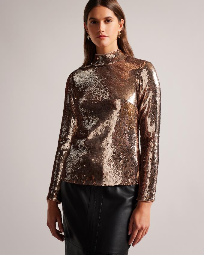 Najfatalniejszy Damskie Ted Baker Long Sleeve Sequin Różowe Polska | PL-DWTZL5138
