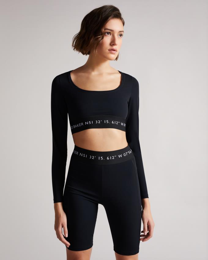 Najfatalniejszy Damskie Ted Baker Long Sleeve Skinny Scoop Neck Czarne Polska | PL-TYBFS8143