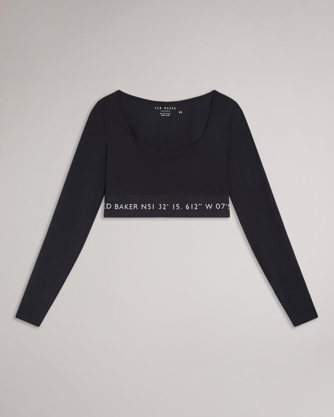 Najfatalniejszy Damskie Ted Baker Long Sleeve Skinny Scoop Neck Czarne Polska | PL-TYBFS8143