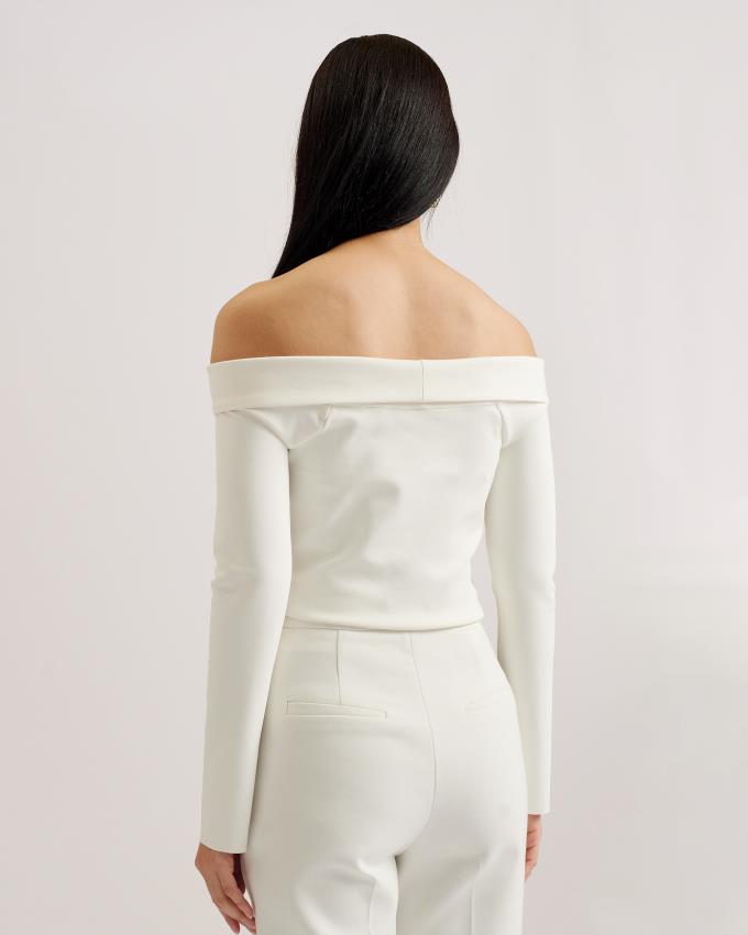 Najfatalniejszy Damskie Ted Baker Off The Shoulder Long Sleeve Białe Polska | PL-WXPCO7814