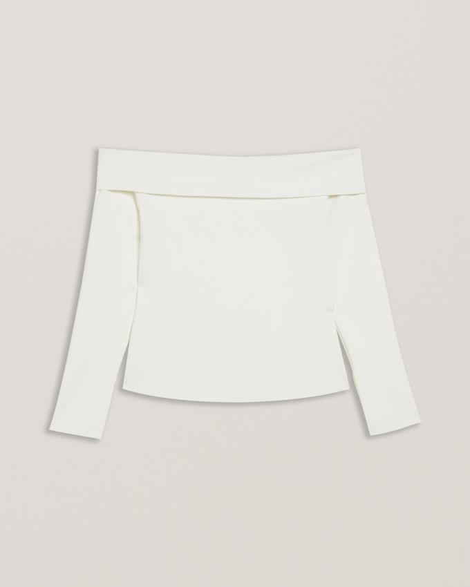 Najfatalniejszy Damskie Ted Baker Off The Shoulder Long Sleeve Białe Polska | PL-WXPCO7814