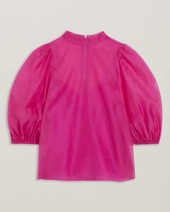 Najfatalniejszy Damskie Ted Baker Organza Balloon Sleeve Głęboka Różowe Polska | PL-RNEOI2846