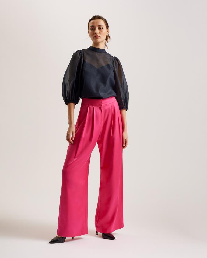Najfatalniejszy Damskie Ted Baker Organza Balloon Sleeve Ciemny Niebieskie Polska | PL-NBOKQ6042