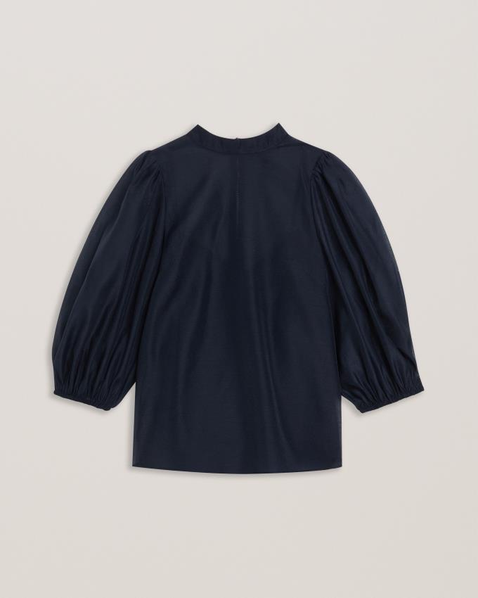 Najfatalniejszy Damskie Ted Baker Organza Balloon Sleeve Ciemny Niebieskie Polska | PL-NBOKQ6042