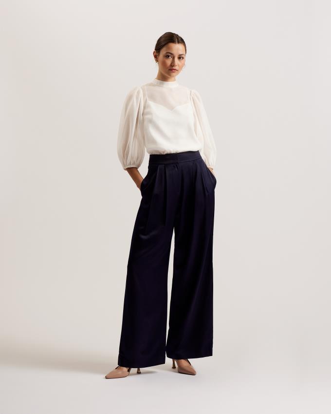 Najfatalniejszy Damskie Ted Baker Organza Balloon Sleeve Białe Polska | PL-LHJZT4639