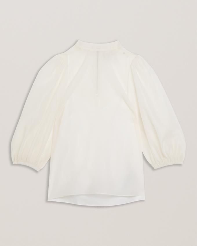Najfatalniejszy Damskie Ted Baker Organza Balloon Sleeve Białe Polska | PL-LHJZT4639