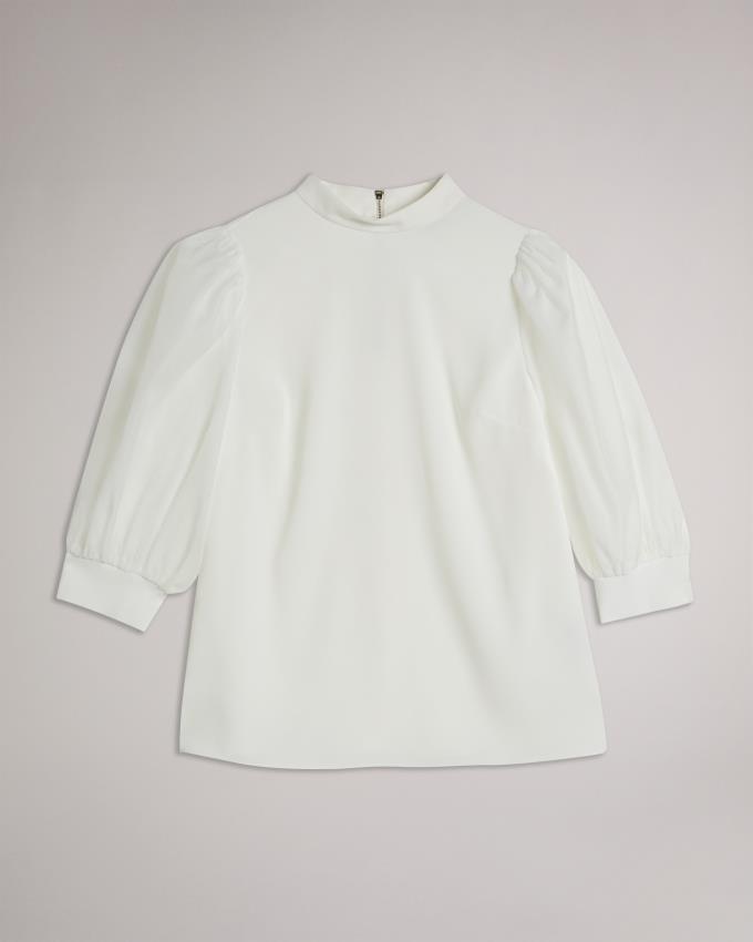 Najfatalniejszy Damskie Ted Baker Organza Volume Sleeve Białe Polska | PL-KOAXJ4569