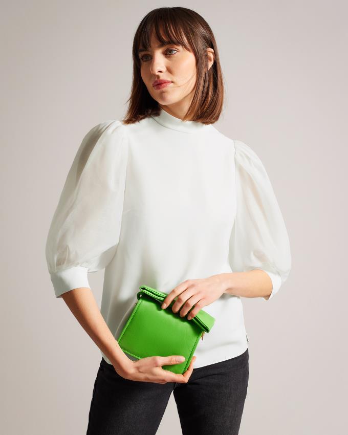 Najfatalniejszy Damskie Ted Baker Organza Volume Sleeve Białe Polska | PL-KOAXJ4569