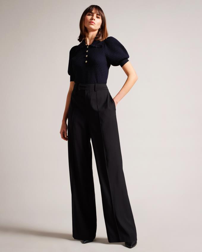 Najfatalniejszy Damskie Ted Baker Polo Knit With Embellished Buttons Ciemny Niebieskie Polska | PL-GIXKM5260