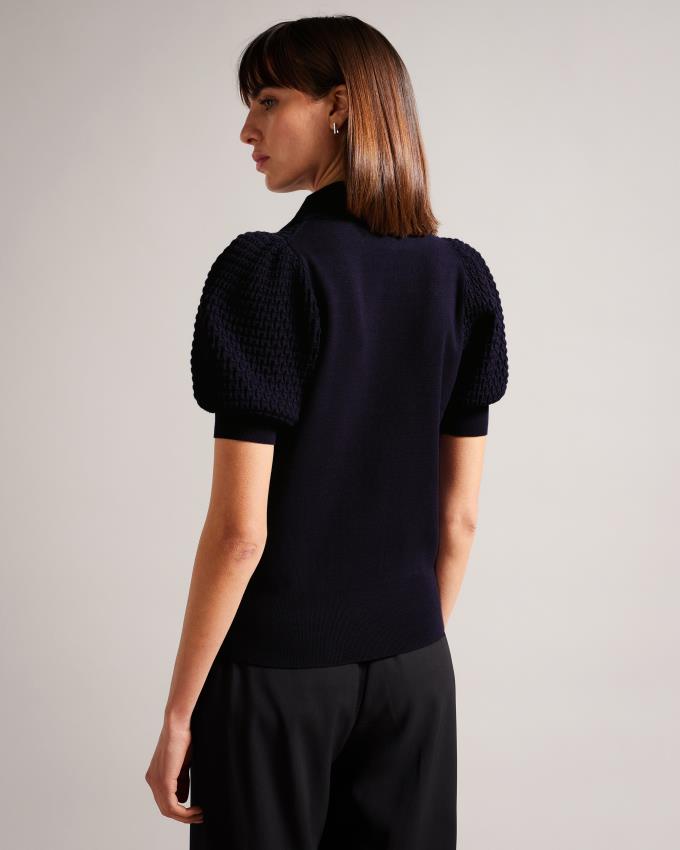 Najfatalniejszy Damskie Ted Baker Polo Knit With Embellished Buttons Ciemny Niebieskie Polska | PL-GIXKM5260