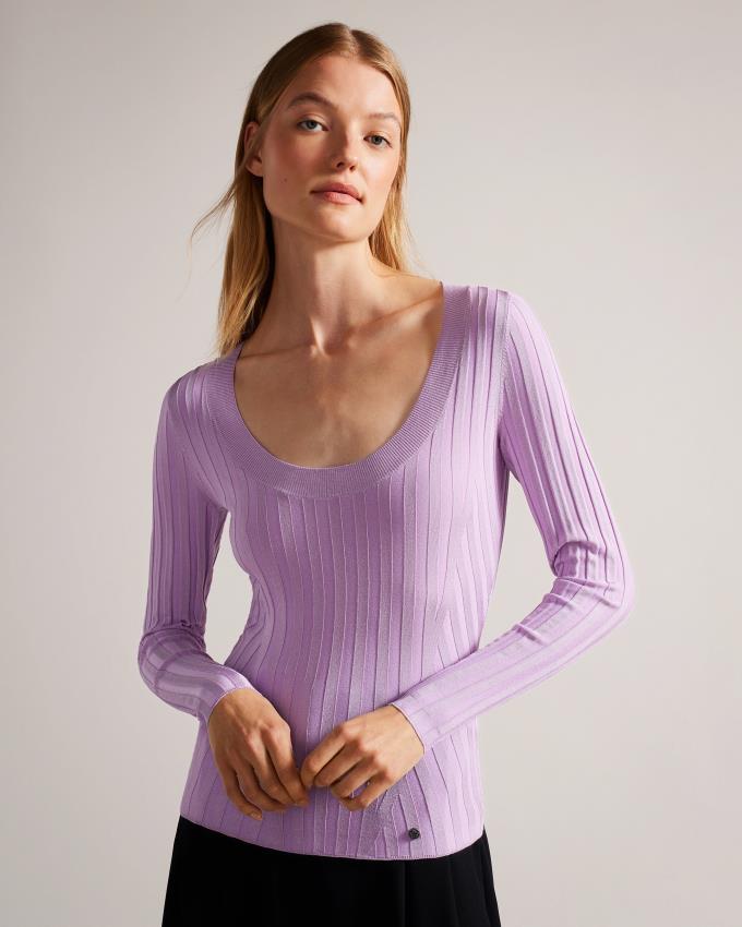 Najfatalniejszy Damskie Ted Baker Rib Engineered Knit Fioletowe Polska | PL-IHQLT7416