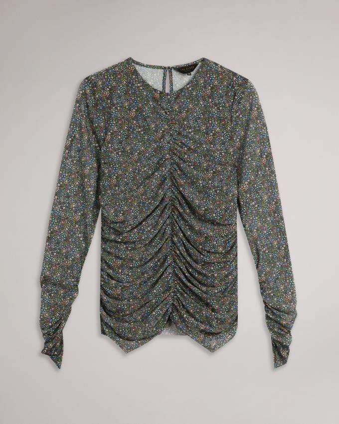 Najfatalniejszy Damskie Ted Baker Rouched Front Jersey Czarne Polska | PL-IEFYK2569