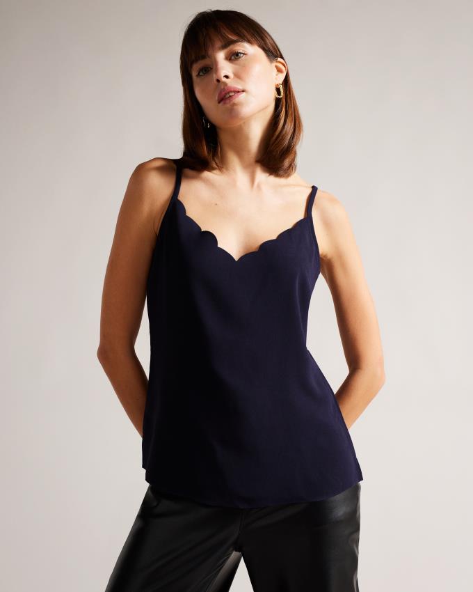 Najfatalniejszy Damskie Ted Baker Scallop Neckline Cami Granatowe Polska | PL-QYRNI9867