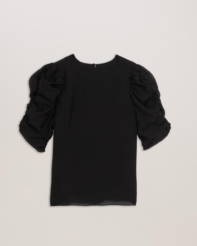 Najfatalniejszy Damskie Ted Baker Short Puff Sleeve Organza Czarne Polska | PL-HMVEY1045