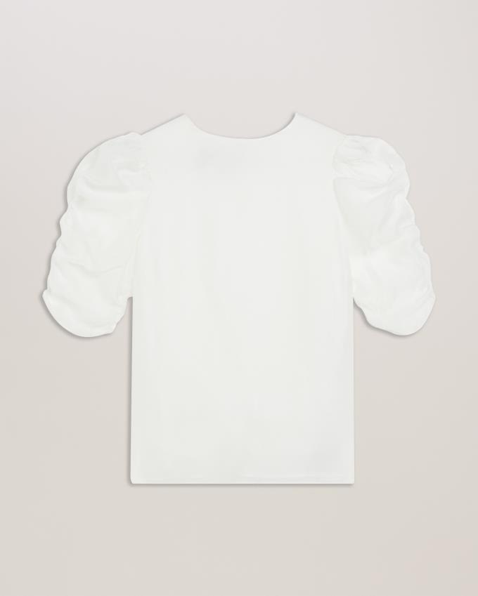 Najfatalniejszy Damskie Ted Baker Short Puff Sleeve Organza Białe Polska | PL-TPLFB3976