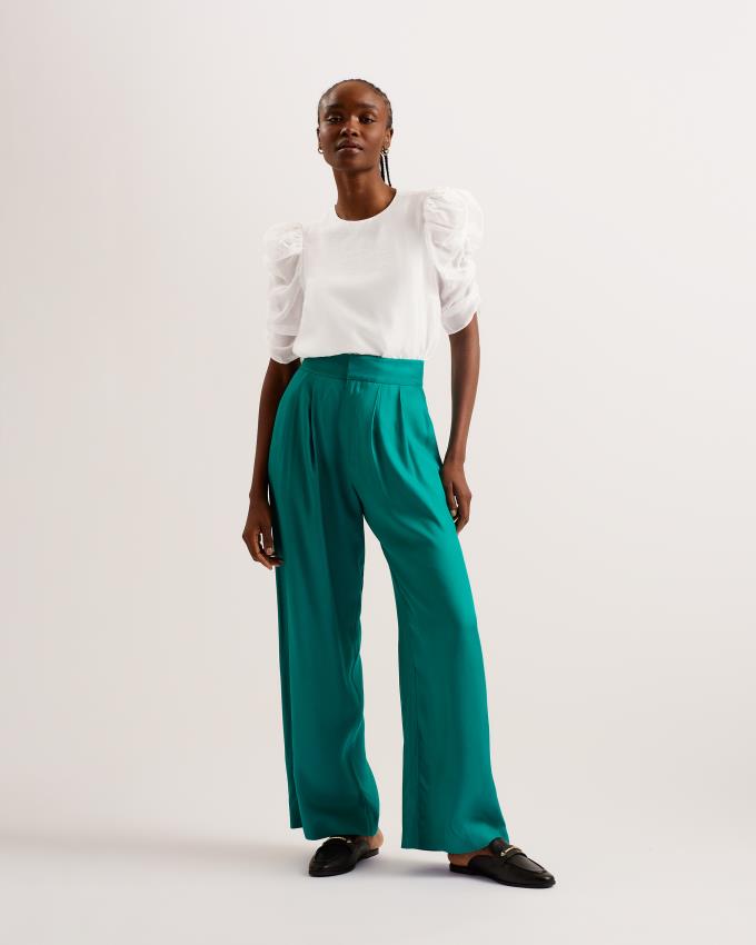 Najfatalniejszy Damskie Ted Baker Short Puff Sleeve Organza Białe Polska | PL-TPLFB3976