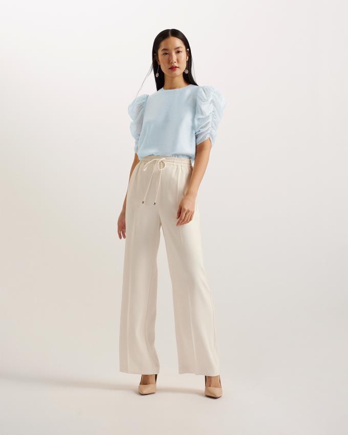 Najfatalniejszy Damskie Ted Baker Short Puff Sleeve Organza Głęboka Niebieskie Polska | PL-PFVXB8945