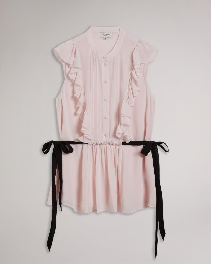 Najfatalniejszy Damskie Ted Baker Sleeveless Frilled Głęboka Beżowe Polska | PL-ALMQC0379