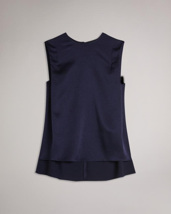 Najfatalniejszy Damskie Ted Baker Sleeveless Hammered Satin Granatowe Polska | PL-RGXDN8054