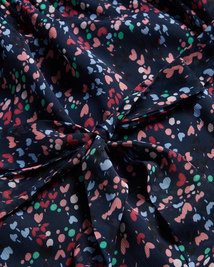 Najfatalniejszy Damskie Ted Baker Smocked Wrap With Blouson Sleeve Granatowe Polska | PL-MQYNT9506