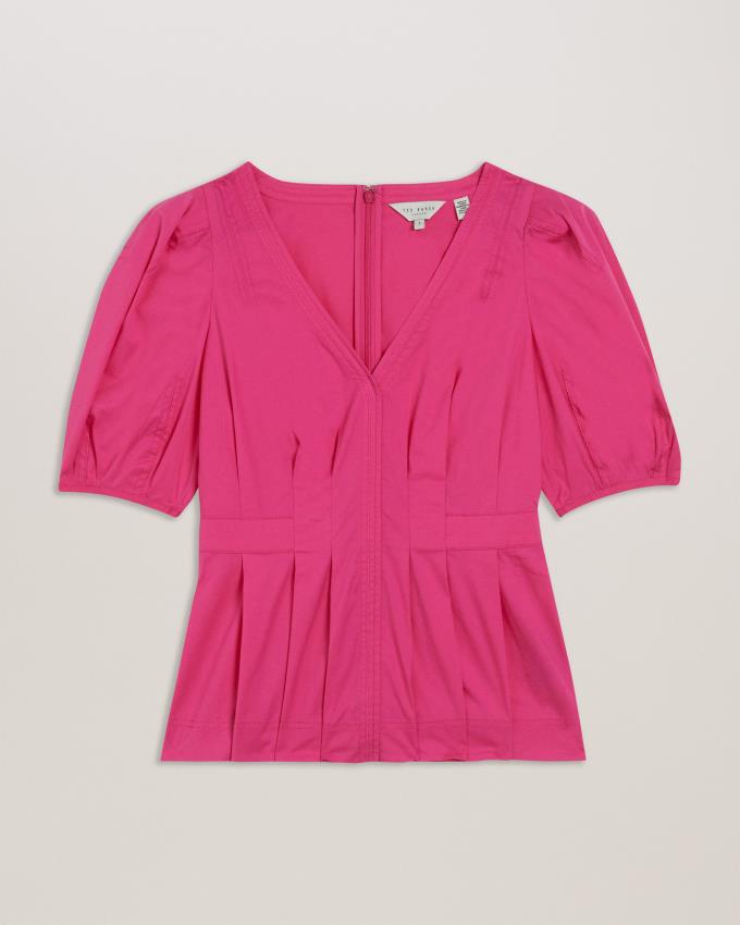 Najfatalniejszy Damskie Ted Baker Stitch Detail Balloon Sleeve Peplum Fioletowe Polska | PL-VMKTW3978