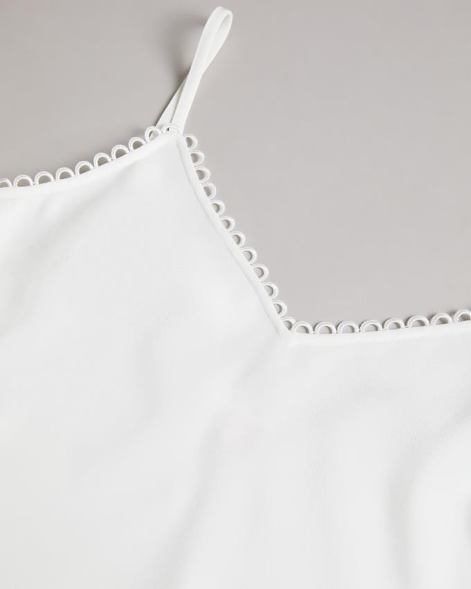 Najfatalniejszy Damskie Ted Baker Strappy Cami With Looped Trims Białe Polska | PL-VHMKF3957
