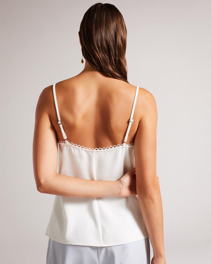 Najfatalniejszy Damskie Ted Baker Strappy Cami With Looped Trims Białe Polska | PL-VHMKF3957